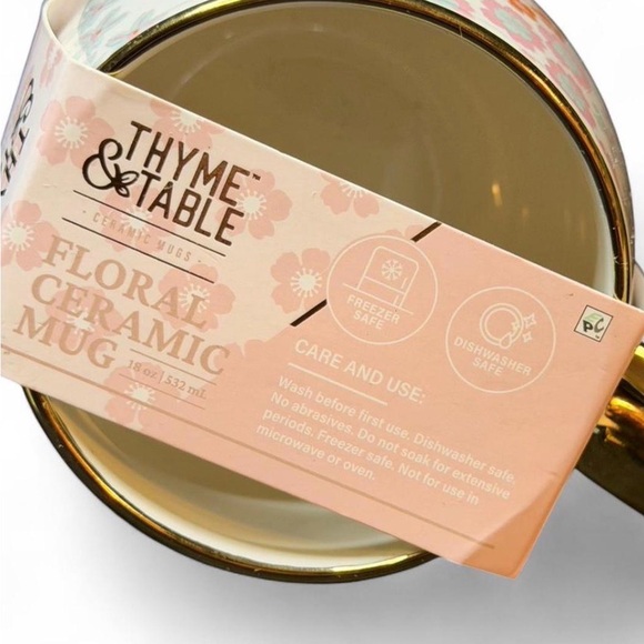 Floral Ceramic Mug - Pink and Orange - Picture 6 of 6